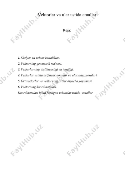 vеktorlar va ular ustida amallar — DOC