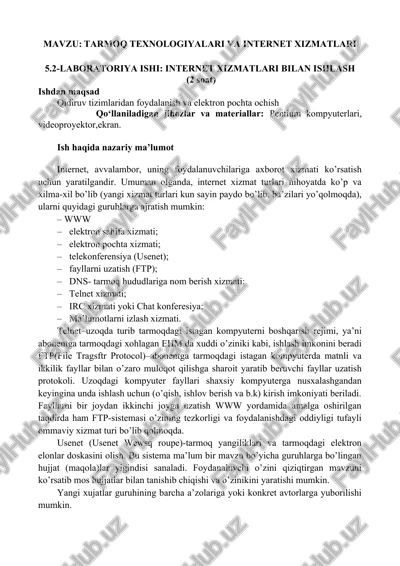 internet xizmatlari bilan ishlash — DOCX
