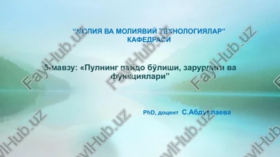 pulningpaydobo'lishi,zarurligivafunktsiyalari — PPTX