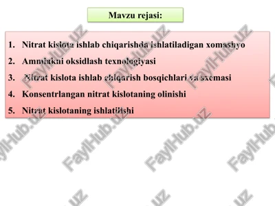 nitrat kislota ishlab chiqarish — PPTX