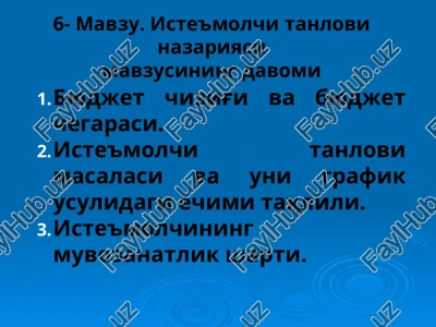 iste'molchi tanlovi nazariyasi — PPT