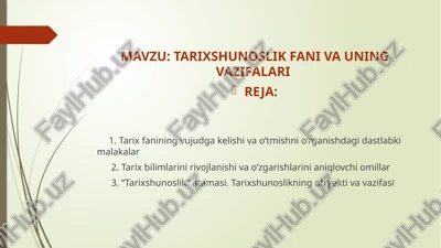tarixshunoslik fani — PPTX