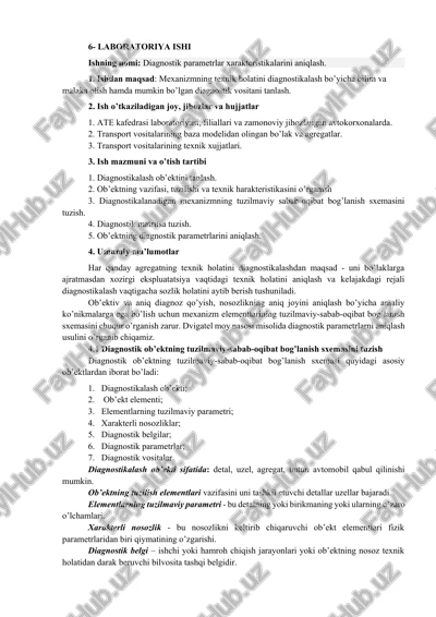 laboratoriya ishi: diagnostik parametrlar xarakteristikalarini aniqlash — DOCX