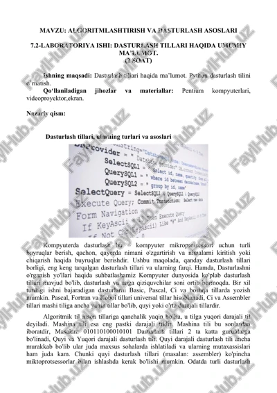algoritmlashtirish va dasturlash asoslari — DOCX