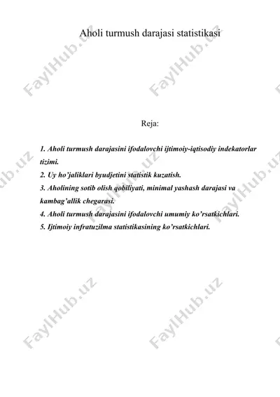 aholi turmush darajasi statistikasi — DOC