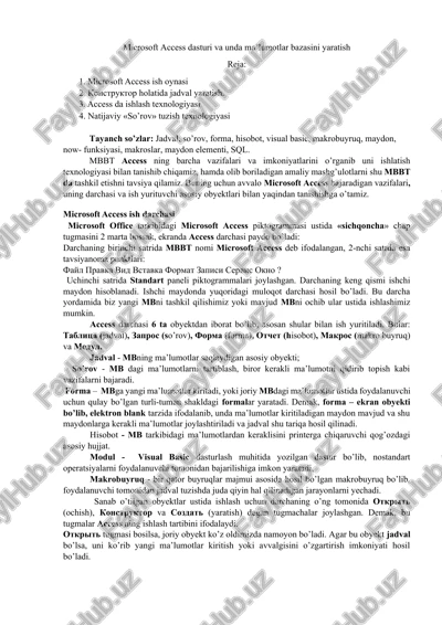 microsoft access — DOCX