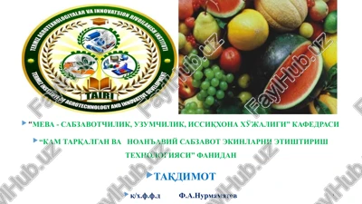 kamtarqalgan ko'kat sabzavotlarning ekinlarini ishlovchi texnologiya — PPTX