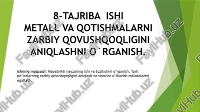 metall va qotishmalarni zarbiy qovushqoqligini aniqlash — PPTX