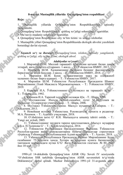 mustaqillik yillarida qoraqalpog‘iston respublikasi — DOCX