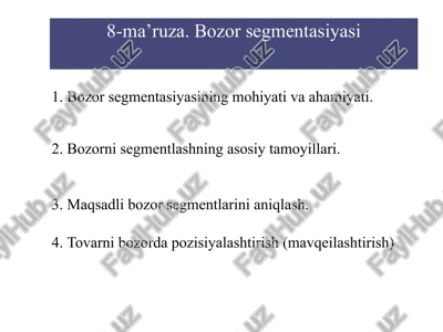 bozor segmentasiyasi — PPTX