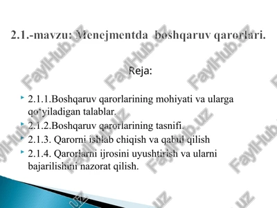 menejmentda boshqaruv qarorlari — PPT