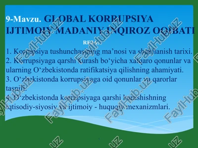 global korrupsiya ijtimoiy madaniy inqiroz — PPT