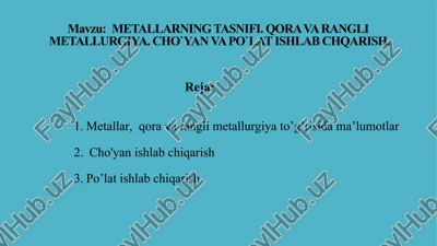 metallarning tasnifi — PPTX