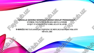 o‘zbektilining sohada qo‘llanishio‘quvfanidantayyorlagan slaydi — PPTX