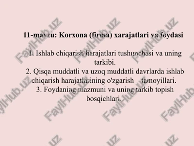 ishlab chiqarish xarajatlari — PPT