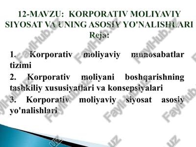 korporativ moliyaviy — PPT