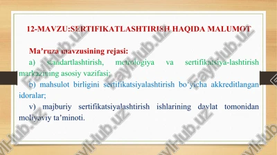 sertifikatlashtirish haqida malumot — PPTX
