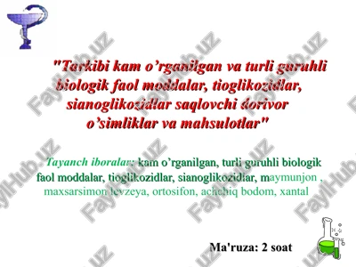 dorivoro’simliklar va mahsulotlar — PPT