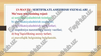 sertifikatlashtirish sxemalari — PPTX