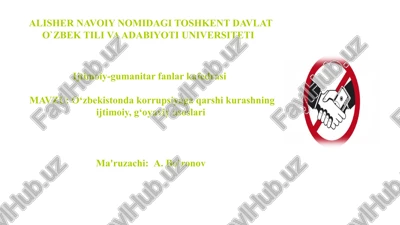 o‘zbekistonda korrupsiyaga qarshi kurashning ijtimoiy, g‘oyaviy asoslari — PPTX