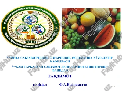 kam tarqalgan sabzavot ekinlarining botanik oilasi, kelib chiqishi va tarqalish hududlari — PPT