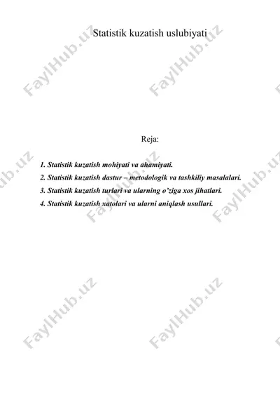 statistik kuzatish uslubiyati — DOC