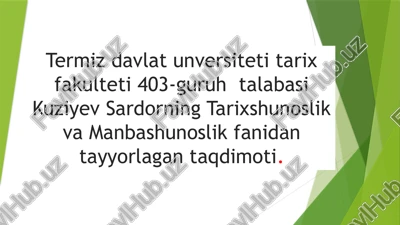 o'zbekistonda tarixshunoslik fanining alohida soha sifatiya rivojlanishi — PPTX