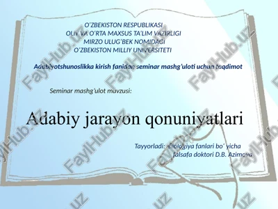 adabiyotshunoslikka kirishfanidan seminar mashg'uloti — PPTX