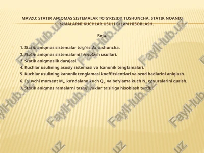statik aniqmas sistemalar — PPT