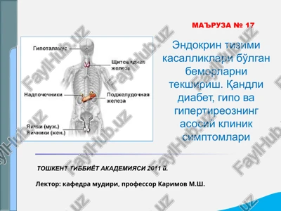 endokrin tizimi kasalliklari bo'lgan bemorlarni tekshirish — PPT