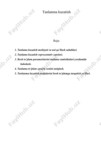 tanlanma kuzatish — DOC