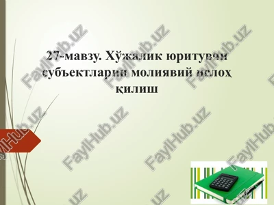xo'jalik yurituvchi sub'ektlarnimoliyaviyislohqilish — PPTX