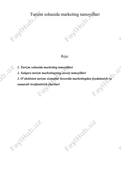 turizm sohasida marketing tamoyillari — DOC