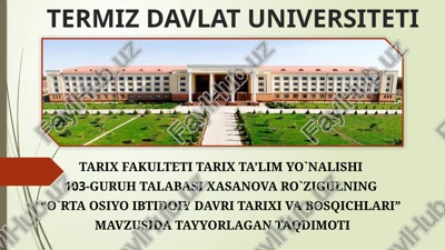 o`rta osiyo ibtidoiy davri tarixi va bosqichlari — PPTX