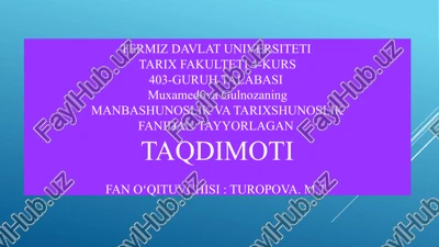 xix-xx asrning boshlarida o'rta osiyo tarixining o'rganilishi — PPTX