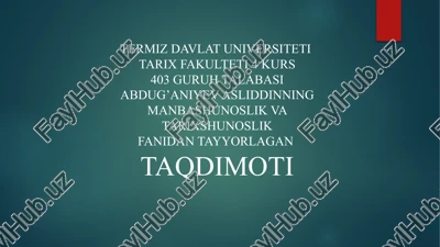 tarixning o'rganilishi — PPTX