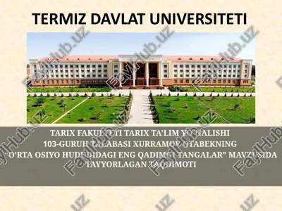 o’rta osiyo hududidagi eng qadimgi tangalar — PPTX