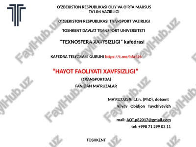 "avariya-qutqaruv va kechiktirib bo'lmaydigan ishlar" — PPTX