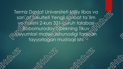 kimyoviy tolalarni ishlab chiqarish bosqichlari — PPTX