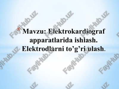 elektrokardiograf apparatlari ishlashi — PPTX