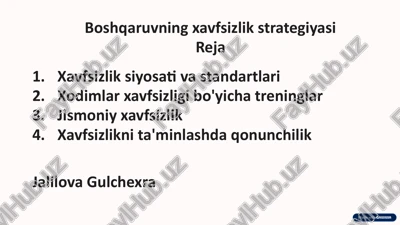 xavfsizlik siyosati va standartlari — PPTX