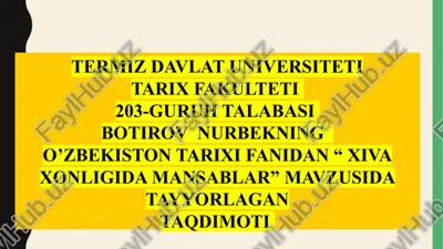 xiva xonligida mansablar — PPTX