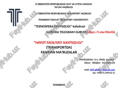 "temiryo'lak transporti taxminoti elementlari" — PPTX