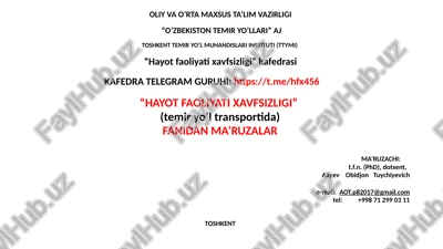 elektrlashtirilgan temir yo`l uchastkalarida elektr xavfsizligi — PPTX