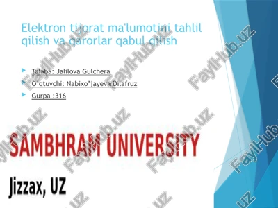 elektron tijorat ma'lumotini tai qilish va qarorlar qabul qilisi — PPTX