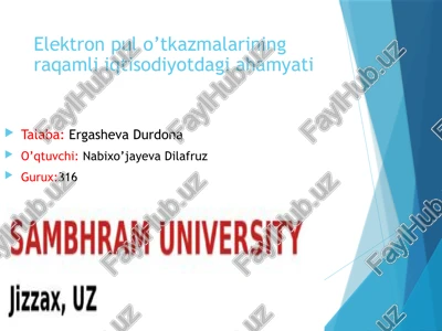elektronpulo'tkazmalarining raqamli iqtisodiyotdagi ahamiyati — PPTX