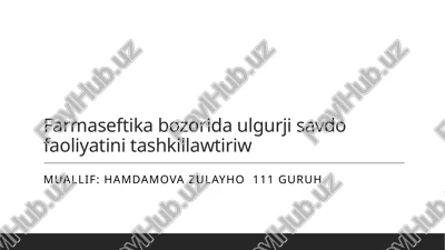 farmasevtika bozorida ulgurji savdo faoliyatini tashkillawtiriw — PPTX