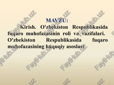o'zbekiston respublikasi fuqaromuhofazasi — PPTX