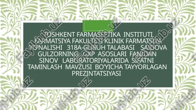 sifatni taminlash mavzusi — PPTX