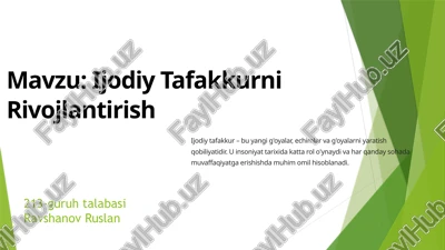 ijodiy tafakkurni rivojlantirish — PPTX
